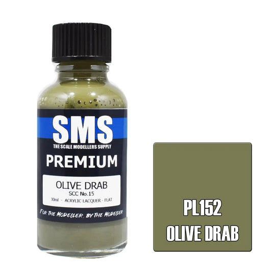 SMS Premium Acrylic Lacquer Olive Drab SCC No.15 30ml The Scale Modellers Supply