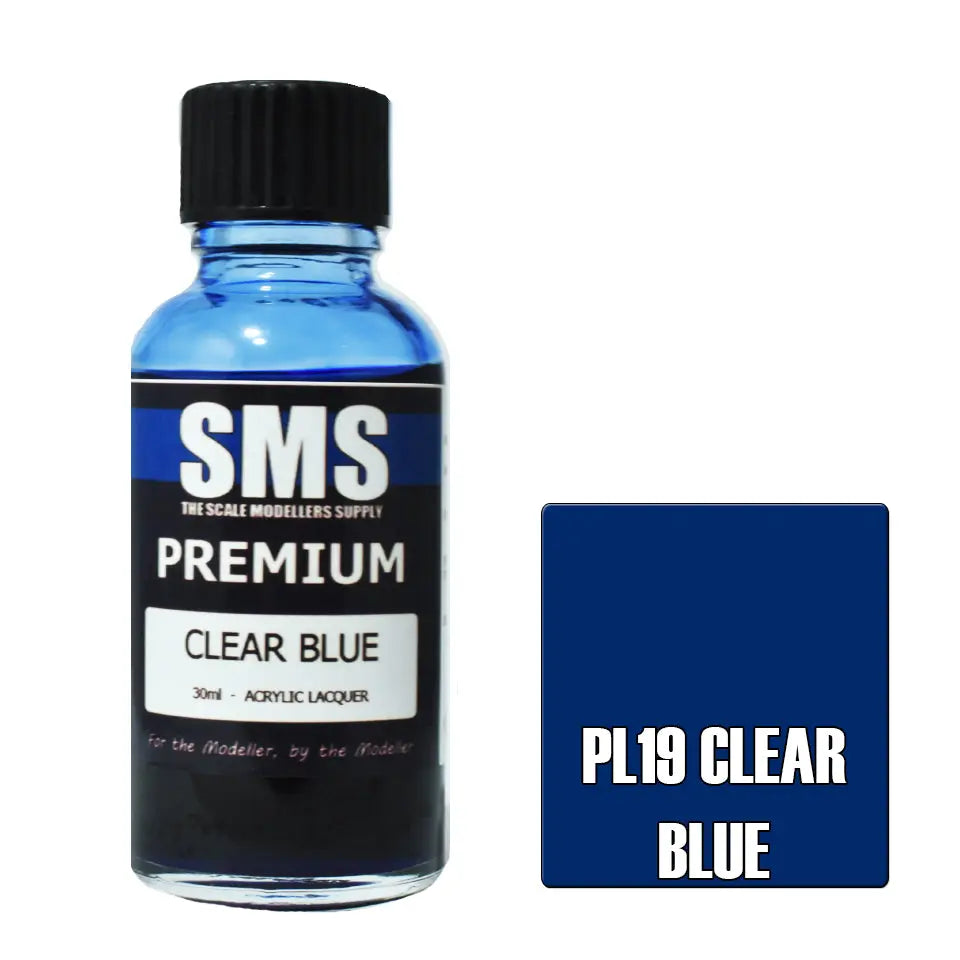 SMS Premium Acrylic Lacquer Clear Blue 30ml The Scale Modellers Supply