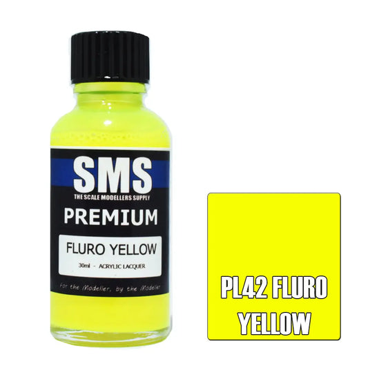 SMS Premium Acrylic Fluro Yellow 30ml The Scale Modellers Supply