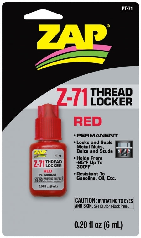 Zap-A-Gap Z-71 Red Threadlocker (Permanent Strength) .2oz/6ml