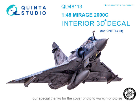 Quinta studio 1:48 Mirage 2000C 3D-Printed & coloured Interior on decal paper (for Kinetic kit)