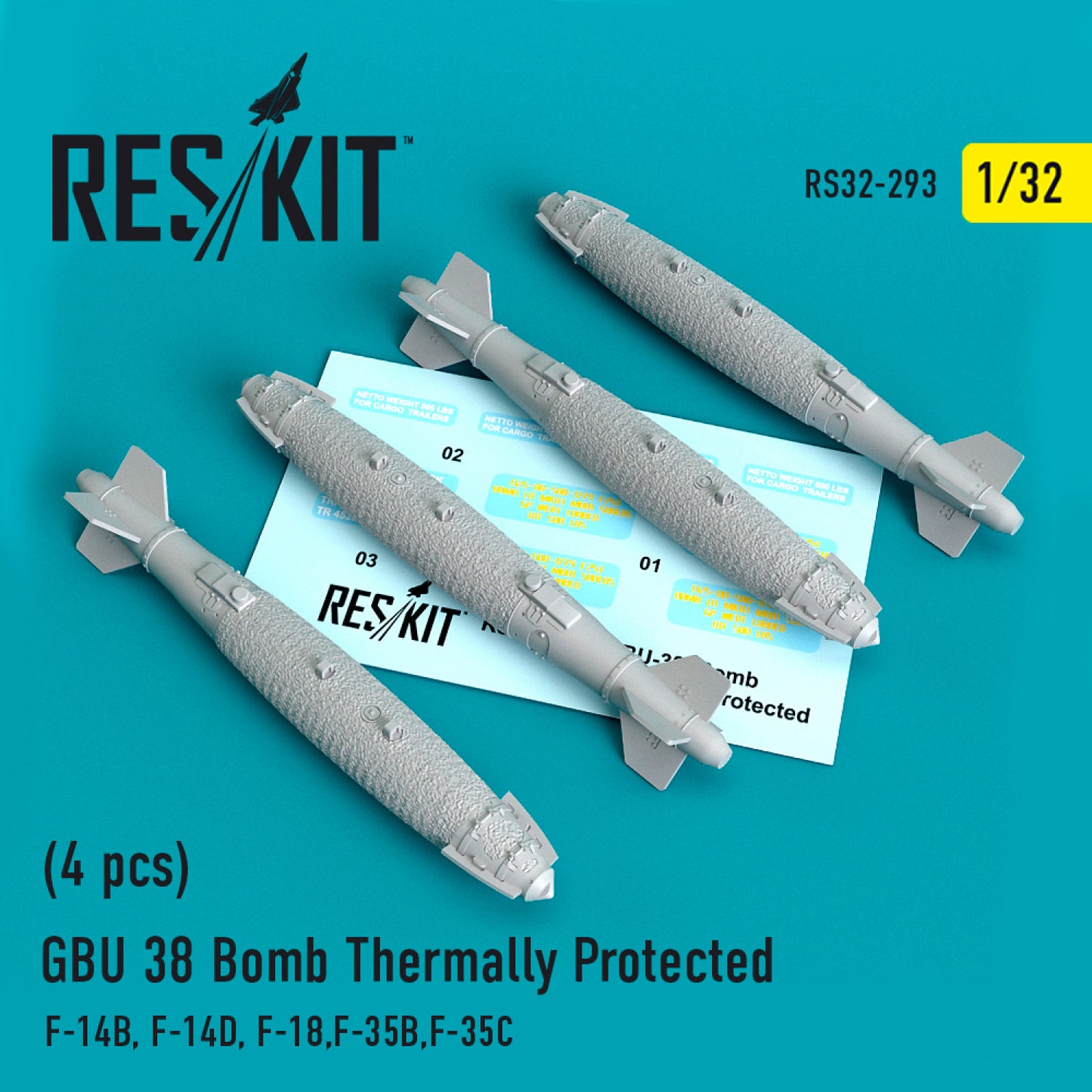 Res/Kit 1:32 GBU 38 Bombs Thermally Protected 4 Pieces