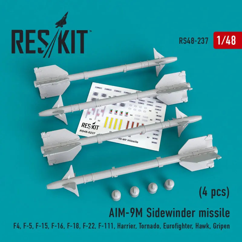 Res/Kit 1:48 AIM-9M "Sidewinder" missiles (4 pcs) (3D Printed) Reskit