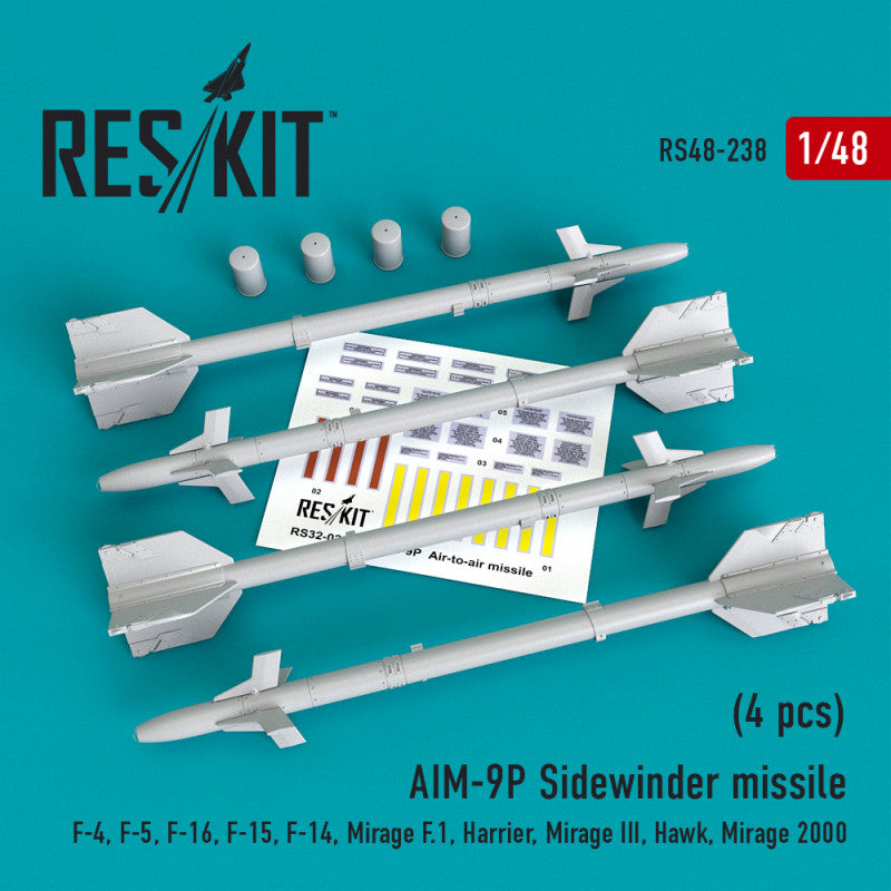 Res/Kit 1:48 AIM-9P Sidewinder missile (4 pcs)