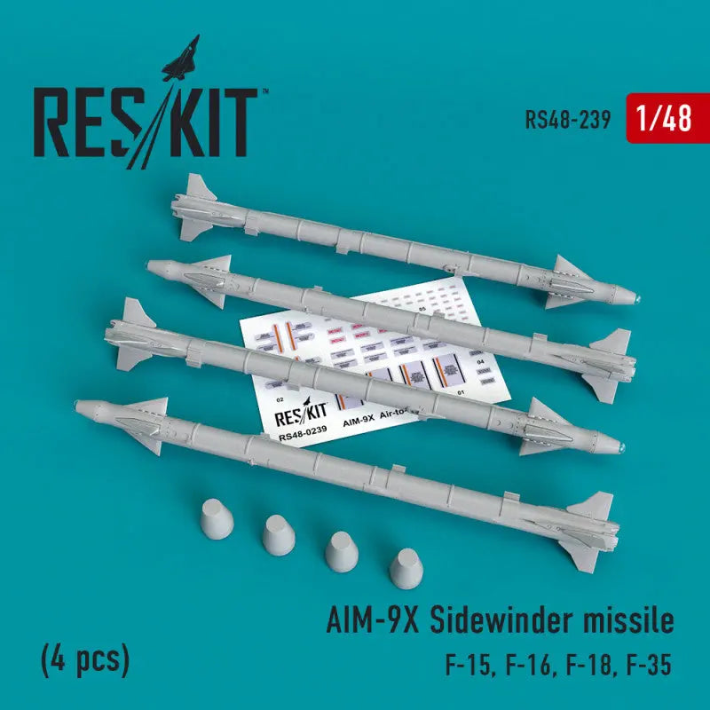 Reskit 1/48 AIM-9X "Sidewinder" missiles (4 pcs) (3D Printed) Reskit