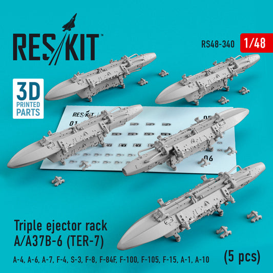 Res/Kit 1:48 Triple Ejector Rack A/A37B-6 (TER-7) 5 pces