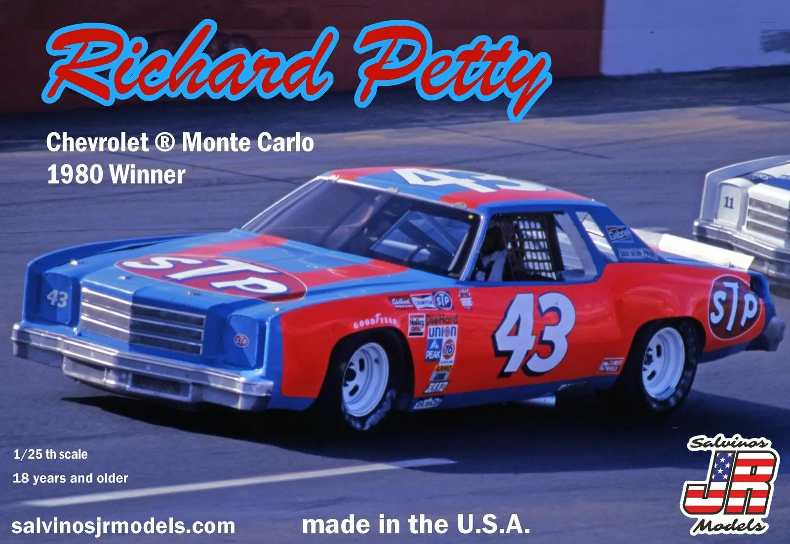 Salvinos J R 1/25 Richard Petty #43 Chevrolet Monte Carlo 1980 Winner Plastic Model Kit - Franklin Hobbies Ltd