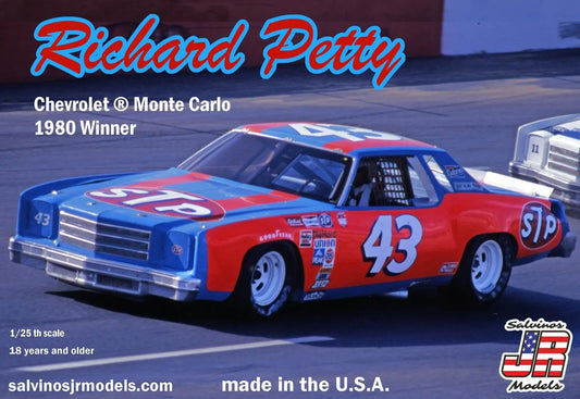 Salvinos J R 1/25 Richard Petty #43 Chevrolet Monte Carlo 1980 Winner Plastic Model Kit - Franklin Hobbies Ltd