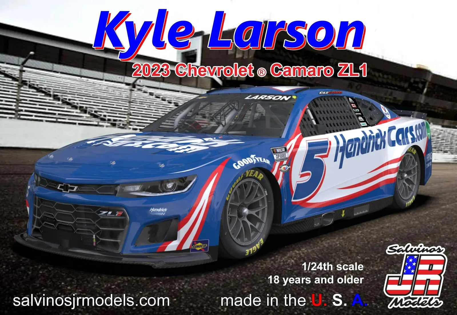 Salvinos J R 1/24 2023 Kyle Larson Chevy Camaro - HendrickCars Primary Paint Scheme Plastic Model Kit Salvinos J R Models