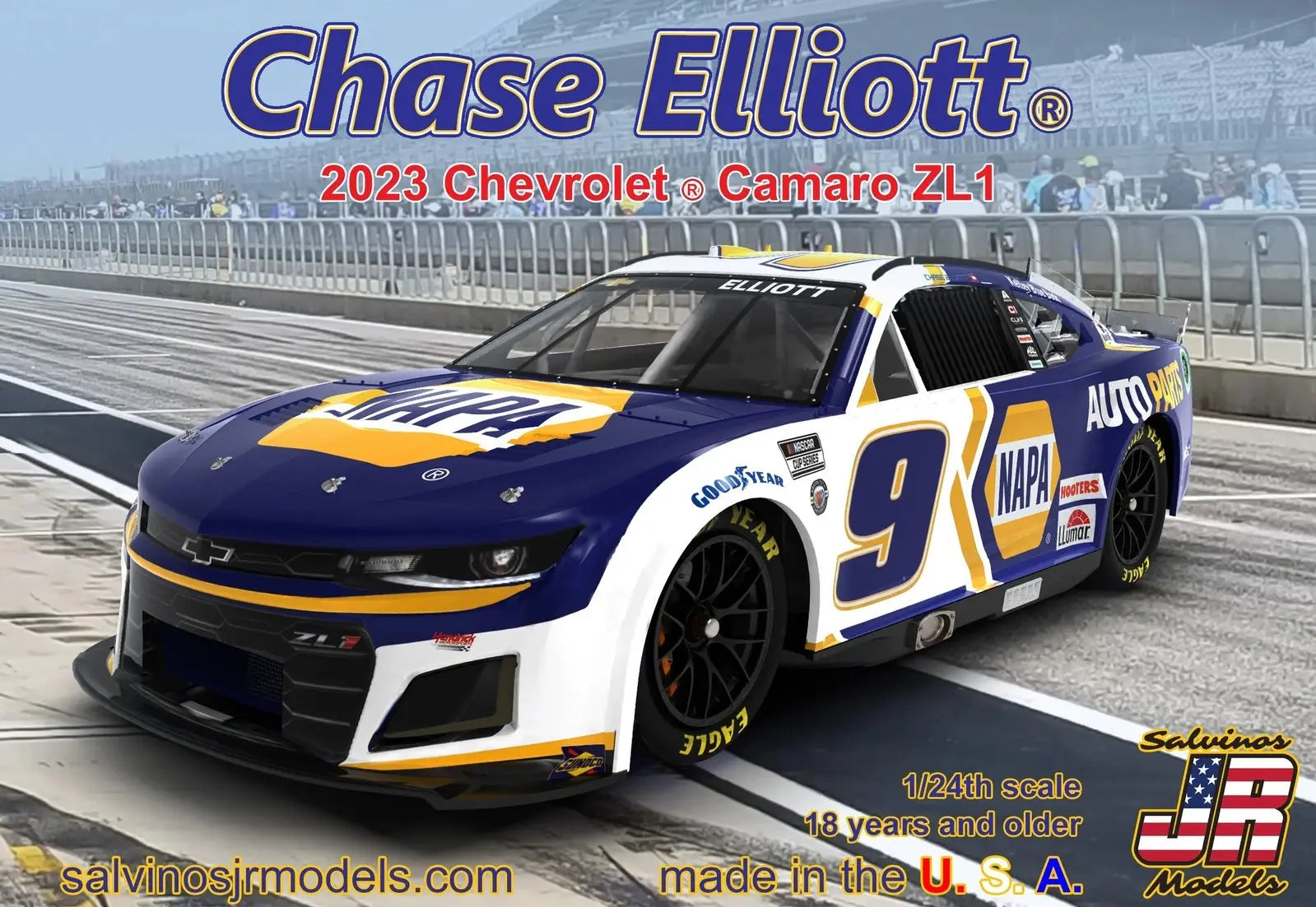 Salvinos J R 1/24 2023 Chase Elliott Chevrolet Camaro - Primary Napa Paint Scheme Plastic Model Kit Salvinos J R Models