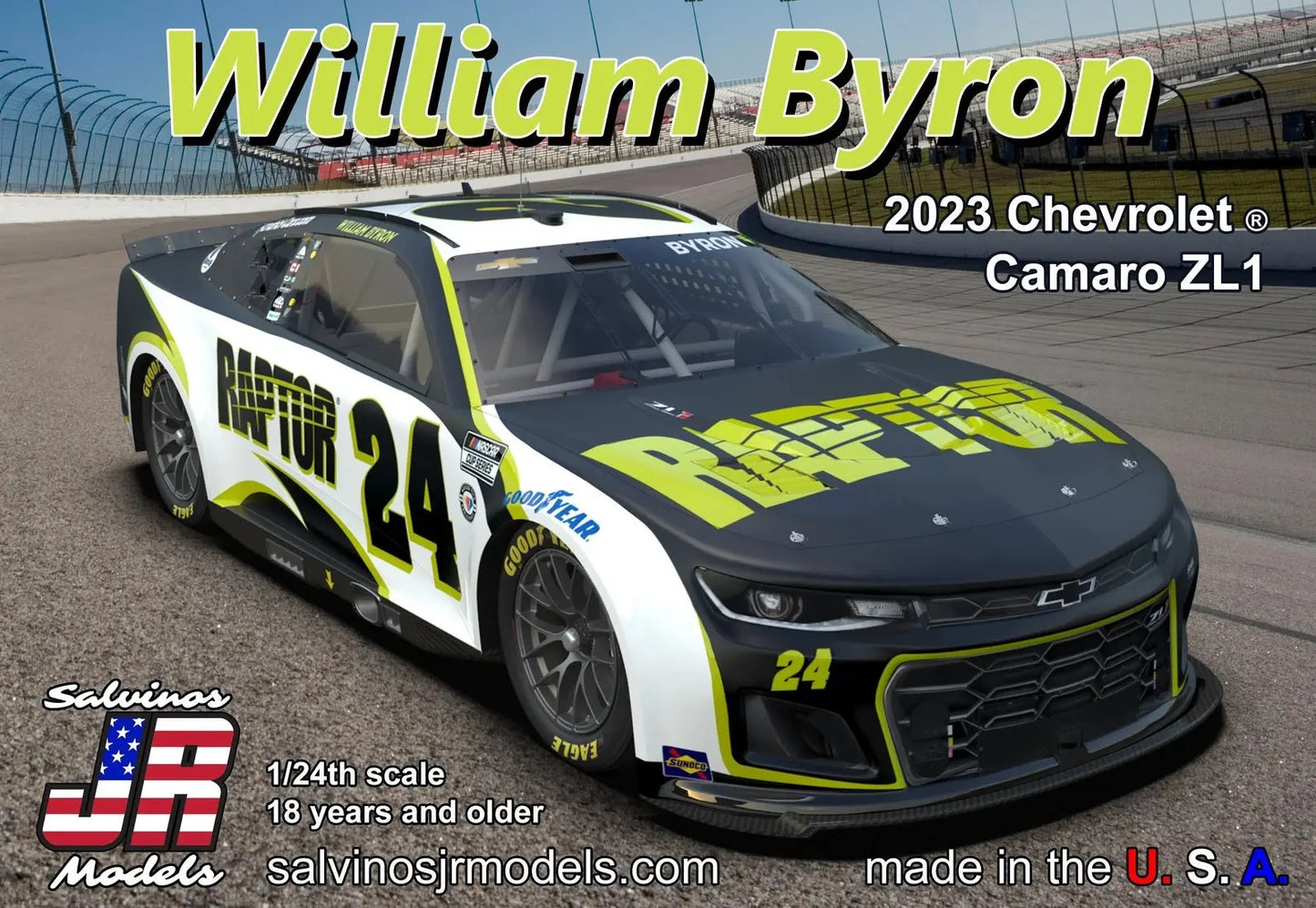 Salvinos J R 1/24 William Byron 2023 Chevrolet Camaro ZL1 Next Gen Raptor No.24 Plastic Model Kit Salvinos J R Models