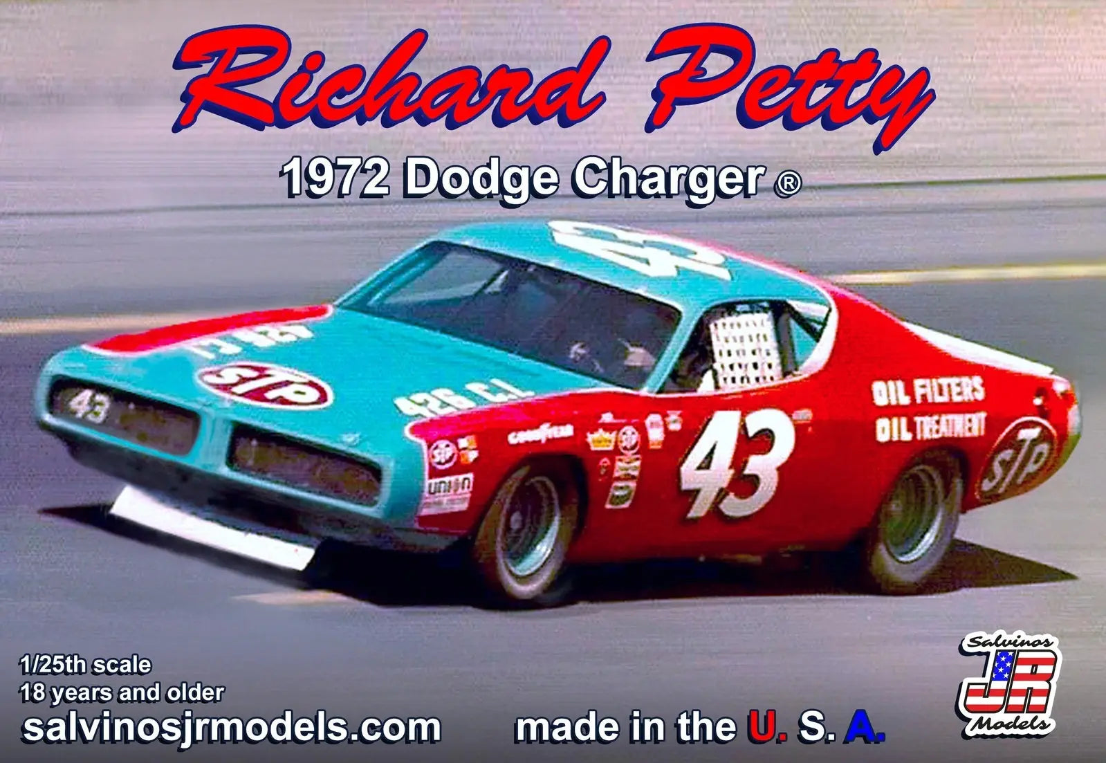 Salvinos J R 1/25 Richard Petty 1972 Dodge Charger "Talladega" Plastic Model Kit Salvinos J R Models