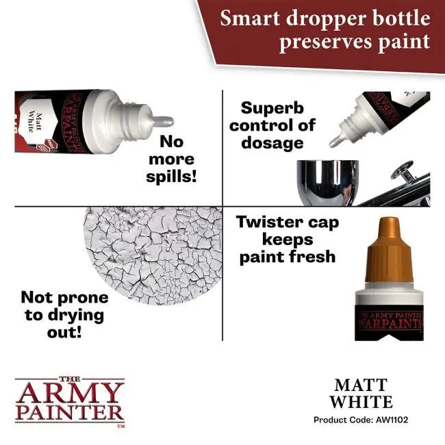 The Army Painter Warpaints Air: Matt White - 18ml Acrylic Paint The Army Painter