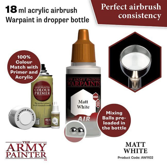 The Army Painter Warpaints Air: Matt White - 18ml Acrylic Paint