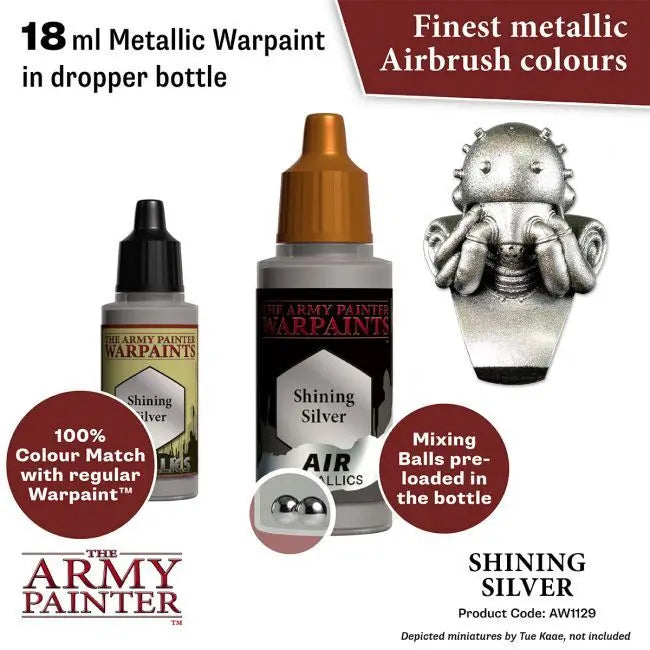 The Army Painter Warpaints Air: Shining Silver - 18ml Acrylic Paint The Army Painter