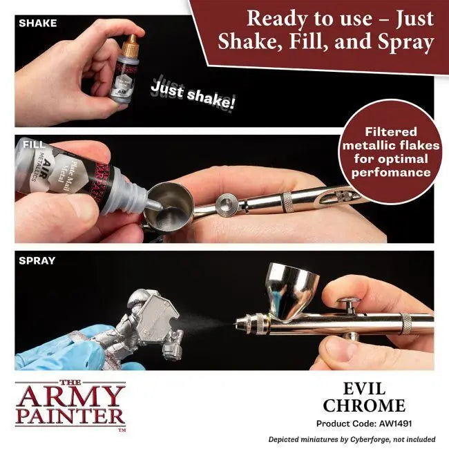 The Army Painter Warpaints Air: Evil Chrome - 18ml Acrylic Paint The Army Painter