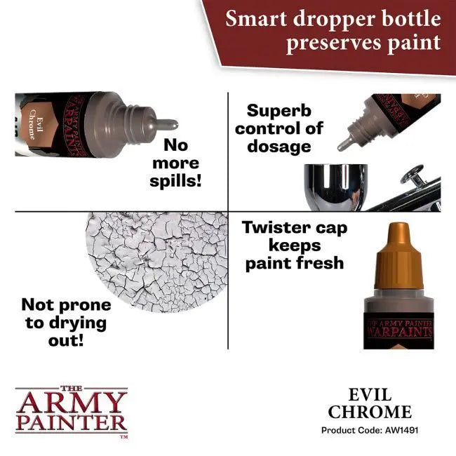 The Army Painter Warpaints Air: Evil Chrome - 18ml Acrylic Paint The Army Painter