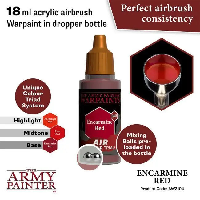 The Army Painter Warpaints Air: Encarmine Red - 18ml Acrylic Paint The Army Painter