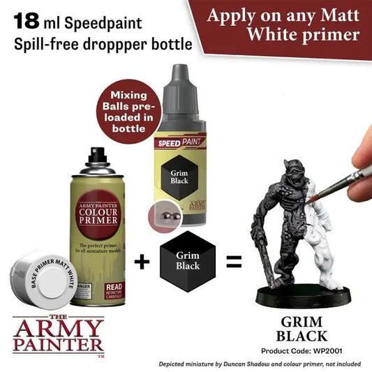 The Army Painter Speedpaint: Grim Black - 18ml Acrylic Paint The Army Painter