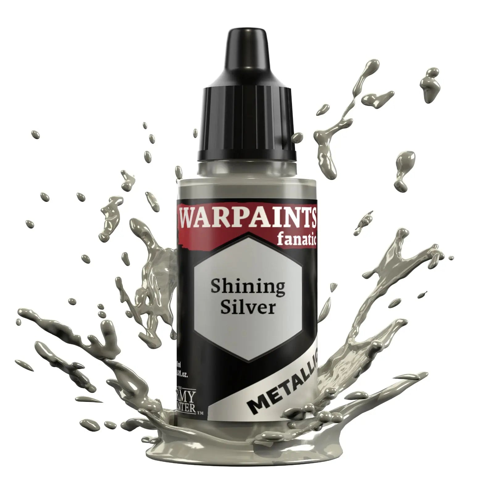 The Army Painter Warpaints Fanatic Metallic:  Shining Silver - 18ml Acrylic Paint The Army Painter