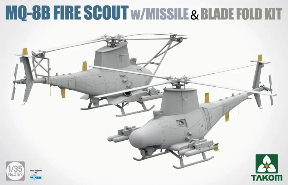 Takom 1/35 MQ-8B Fire Scout w/ Missile & Blade Fold Kit Plastic Model Kit