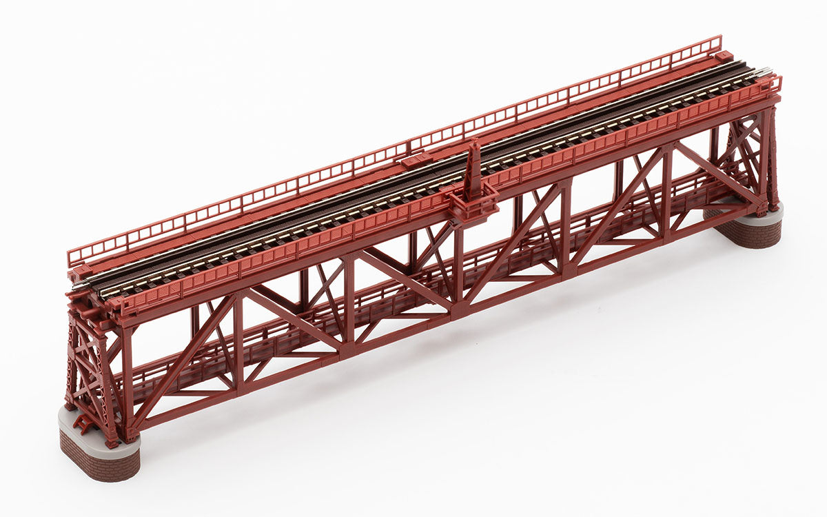 Tomix N Single Truss Iron Bridge 280mm Red w/bridge support (2) Tomix