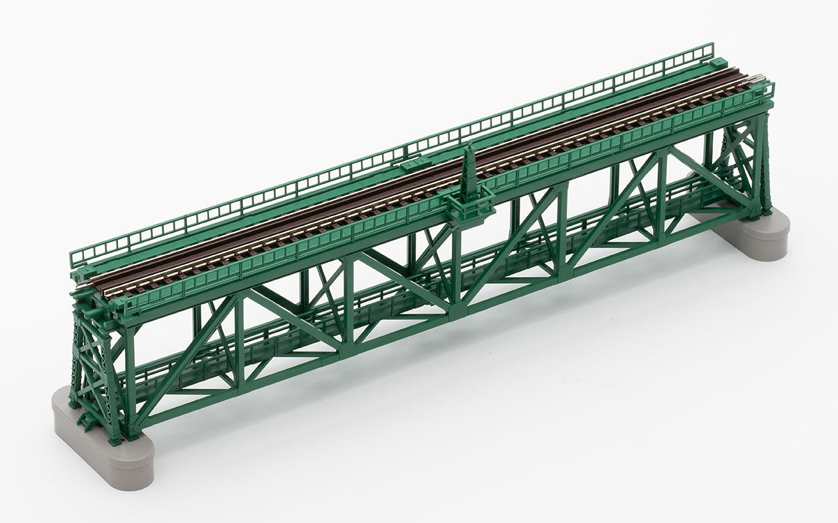 Tomix N Single Truss Iron Bridge 280mm Green w/bridge support (2) Tomix