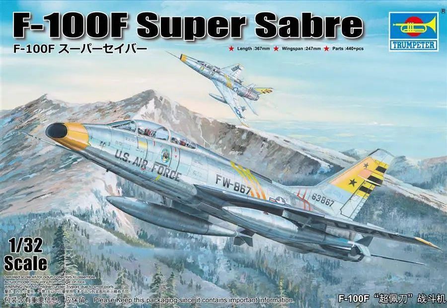 Trumpeter 1/32 F-100F Super Sabre Plastic Model Kit - Franklin Hobbies Ltd