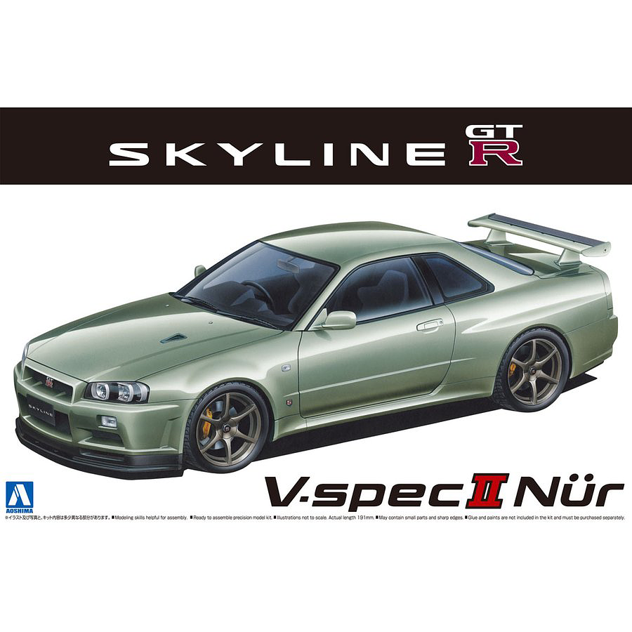 Aoshima 1:24 Nissan BNR34 Skyline GT-R V-Spec II Nur. '02