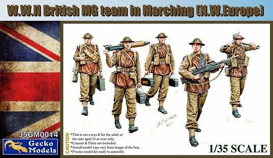 Gecko Model 1:35 WWII British MG Team Marching (N.W. Europe)