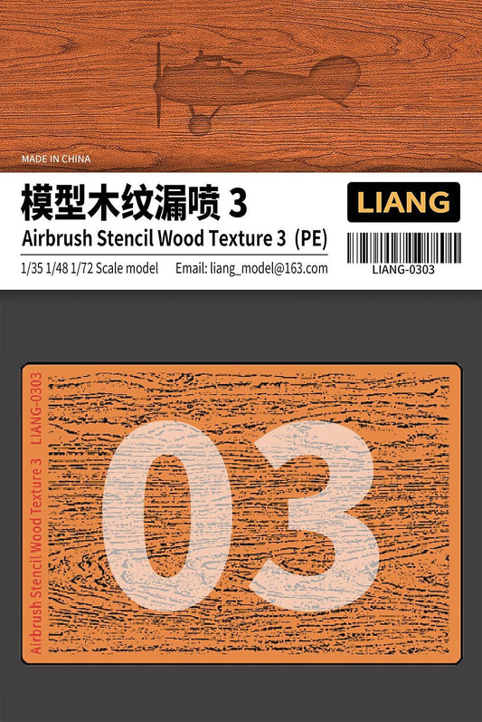 Llang Wood Grain Texture Stencil For Airbrush 3 (1/35, 1/48, 1/72) Etching