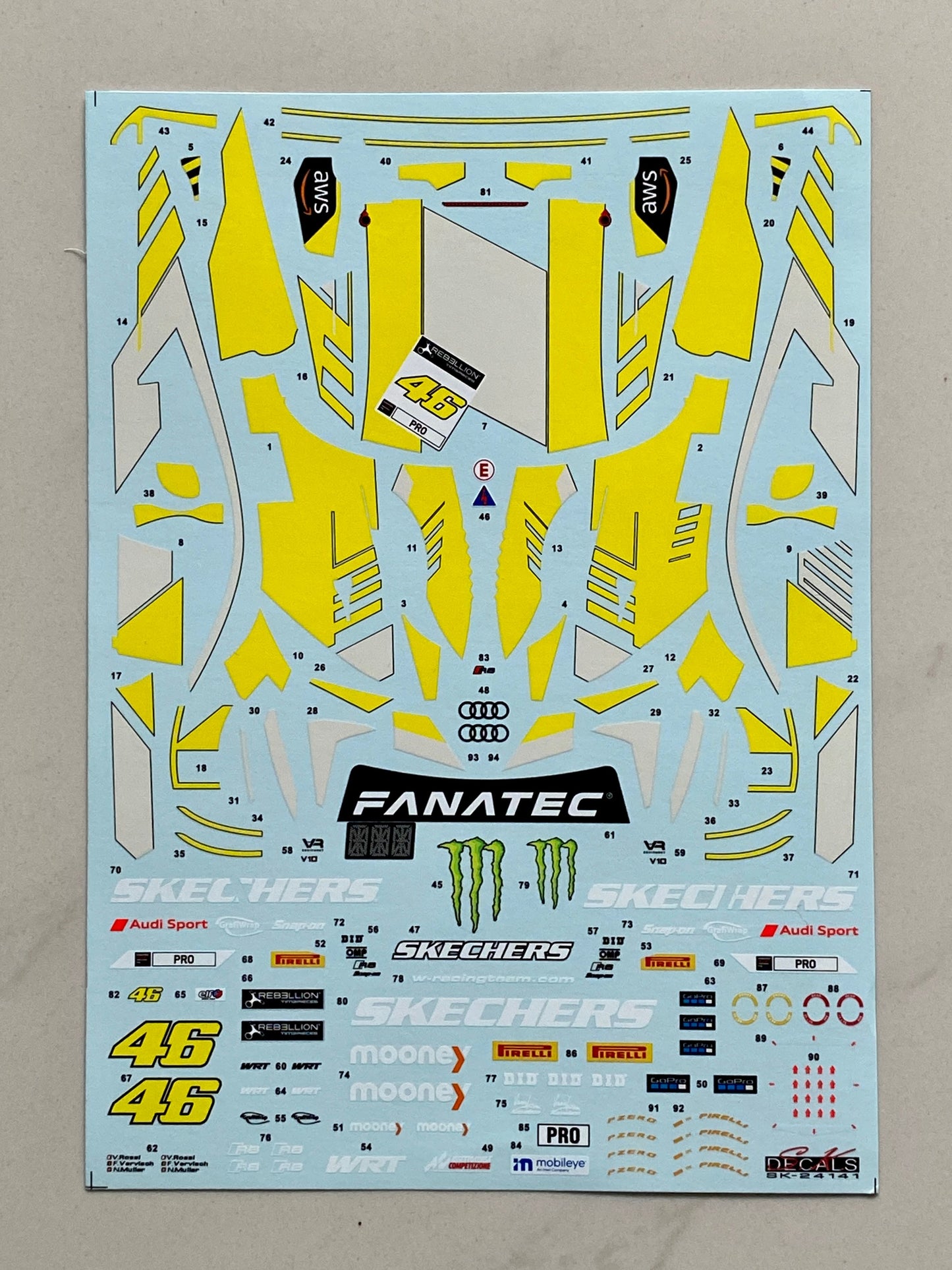 S.K. Decals 1:24 Audi R8 LMS EVO II GT3 GT World Challenge Europe Endurance Cup 2022 Team WRT
