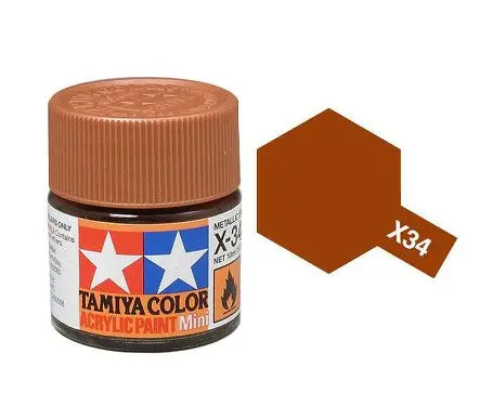 Tamiya Color Acrylic Paint X-34 Metallic Brown 10ml Tamiya